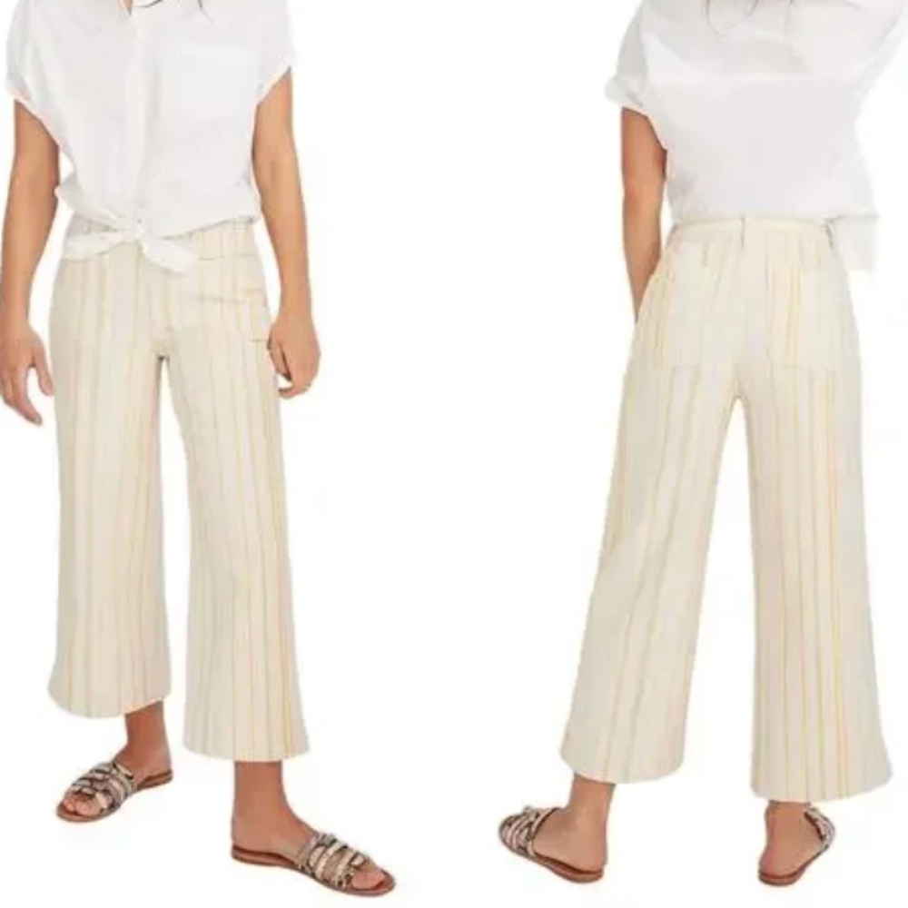 Madewell Cream Striped Wide Leg Pants